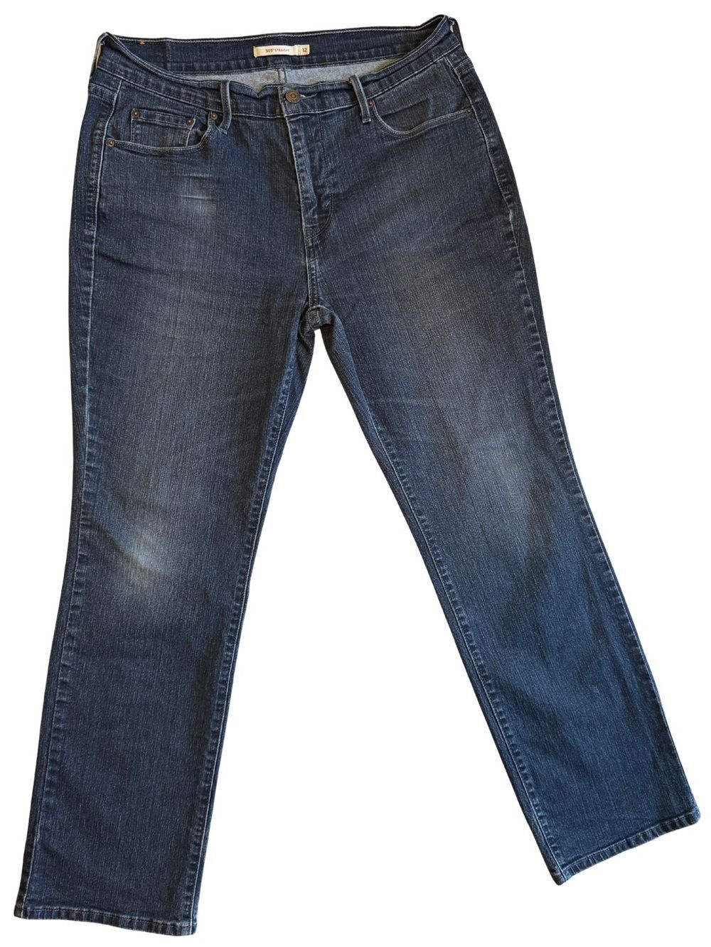 Levi's 505 Women’s Sz 12 Straight Leg Blue Jeans Dark Wash Denim Stretch Classic